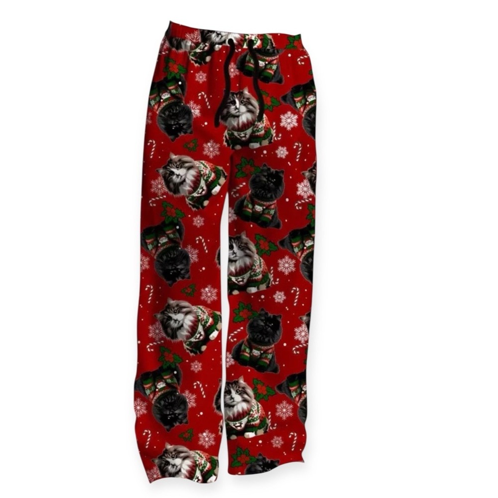 Me 87 Men's Christmas Pajama Pants Holiday Cat Print Super Soft Lounge Sleepwear
